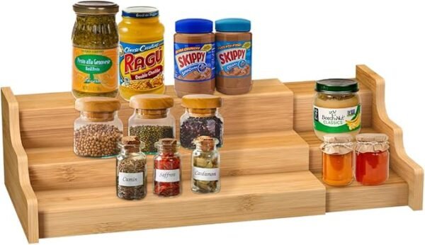 Zri Bamboo Spice Rack Kitchen Cabinet Organizer- 3 Tier