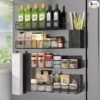 DTUQYX Magnetic Spice Rack for Refrigerator, 6 Pack Metal Magnetic Shelf Black