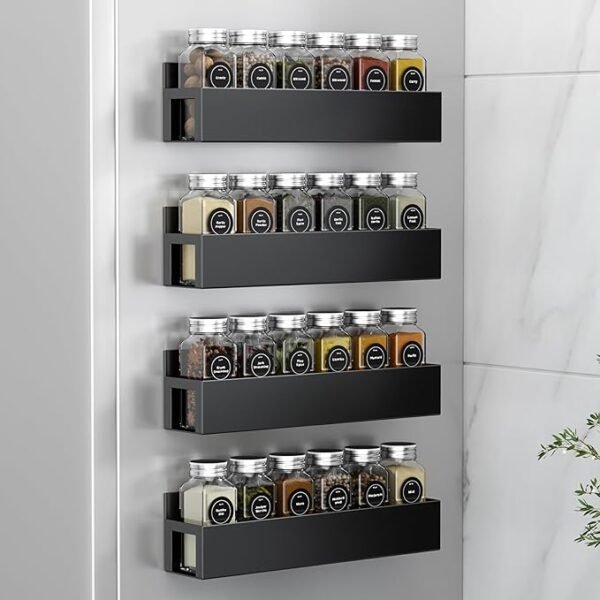 Agotglmi 4 Pack Magnetic Spice Rack with 24 Spice Jars, Spice Labels