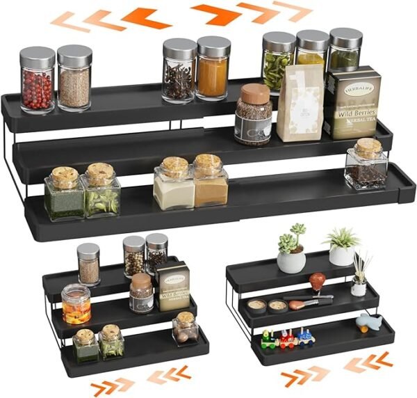 INVOCOO Expandable Spice Rack Organizer for Cabinet - 3 Tier Adjustable