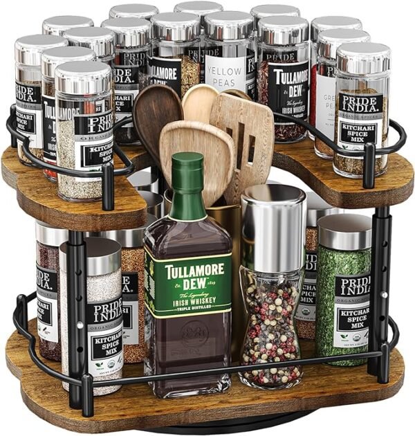 Lazy Susan Organizer Spice Rack Height Adjustable Rotating Lazy Turntable Spice Organization for Cabinet