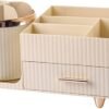 Zufudo Makeup Organizer Countertop with Drawers 360 Rotating Makeup Brush Holder