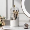 YOOLENS Makeup Brush Holder Organizer with Lid,360 Rotating Clear Dustproof Makeup Brushes