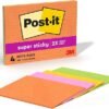 Post-it Super Sticky Lined Notes, 4 Sticky Note Pads, 8 x 6 in.