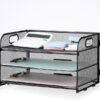 NCXTKJ 3-Tier Letter Tray Paper Organizer with Handle, Black