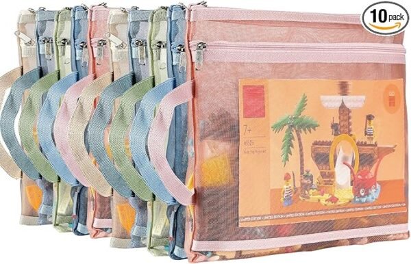 TrueLux 10 Pack Colored Mesh Zipper Pouch Bags