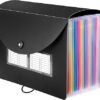 Sooez 24 Pockets Expanding File Folder with Blank Labels, Black