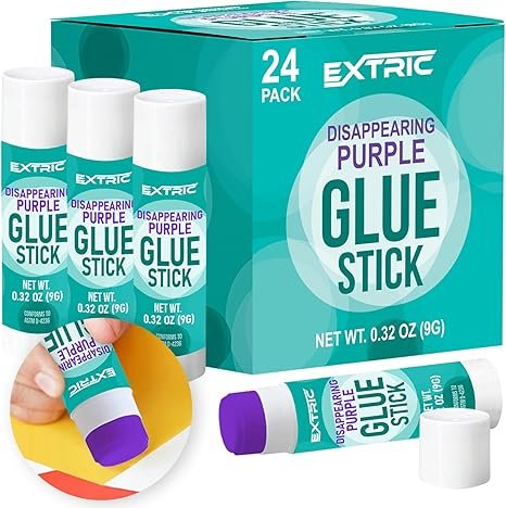 EXTRIC Glue Sticks 0.32 Ounce, 24 Count, Washable