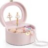 Vlando Musical Jewelry Box for Girls, Small Kid Music Box with Ballerina for Birthday Bedroom Decor