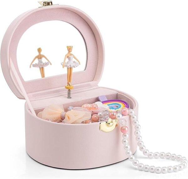 Vlando Musical Jewelry Box for Girls, Small Kid Music Box with Ballerina for Birthday Bedroom Decor