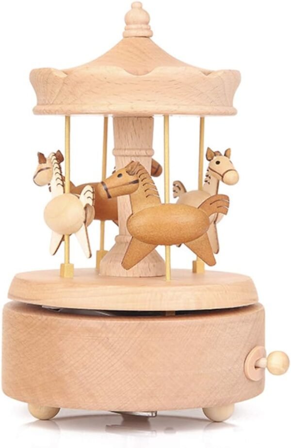 1 Nbcymg Carousel Music Box, Wooden Horse Music Box for Girl Women