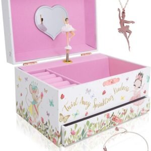The Memory Building Company Music Box - Ballerina Jewelry Box for Girls and Boys w/Matching Necklace and Bracelet