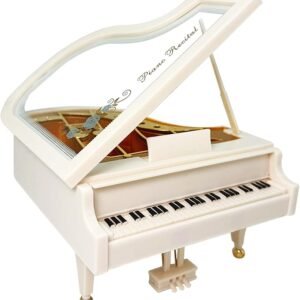 Piano Music Box, White Clockwork Mechanical Musical Boxes