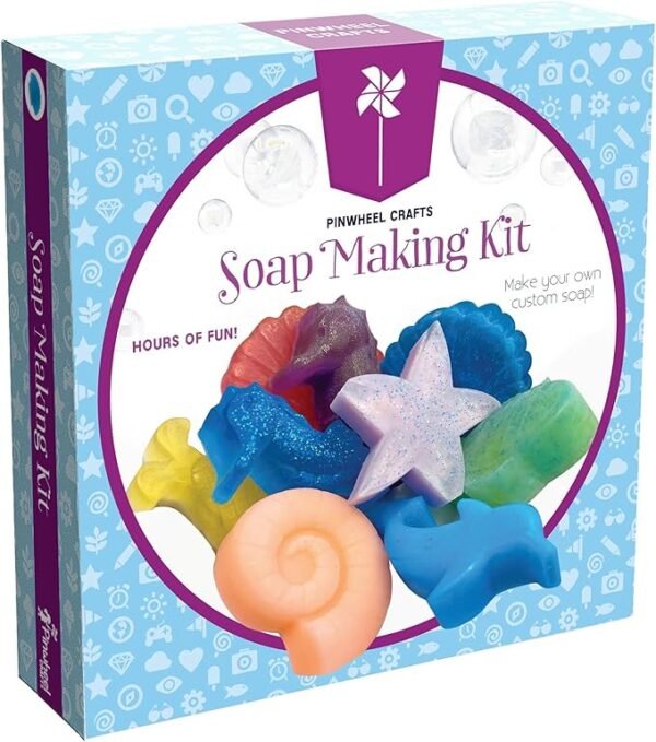 Soap Making Kit for Kids, DIY Complete Set with Molds, Scents, Dye, Glitter, Foaming Net