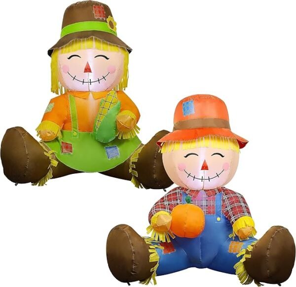 3.3FT Fall Inflatable Decoration, Set of 2 Air Blown Scarecrow Couples