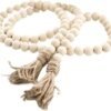 Farmhouse Beads 58in Wood Bead Garland with Tassels Rustic Country
