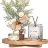 Round Decorative Tray Wood Bathroom Counter Organizer
