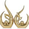 Gold Abstract Sculptures Home Decor, Ceramic Art Statue Cool Stuff