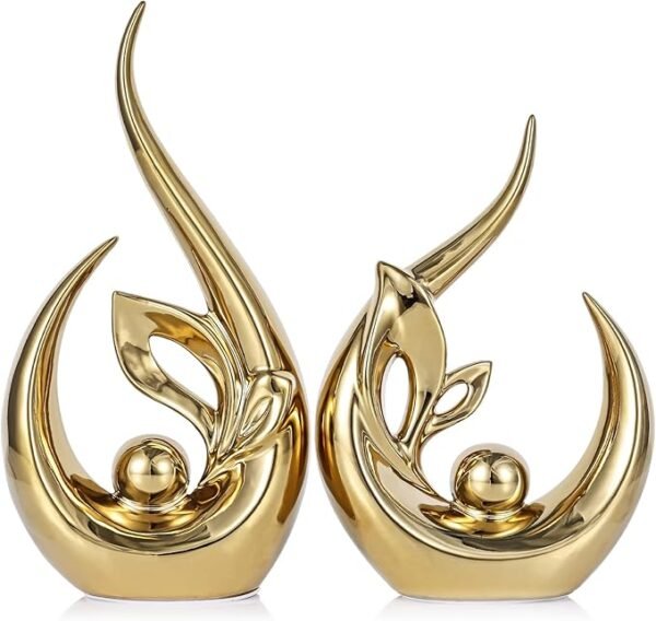 Gold Abstract Sculptures Home Decor, Ceramic Art Statue Cool Stuff