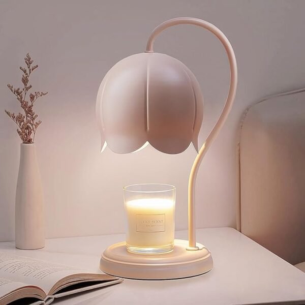 Cute Pink Flower Candle Warmer Lamp with Timer Dimmable