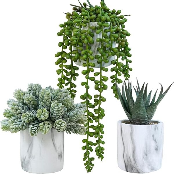 Set of 3 Small Artificial Succulent Potted Plants