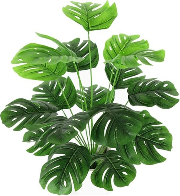 Artificial Monstera Deliciosa Plant 21 Inch, Fake Tropical Palm Tree