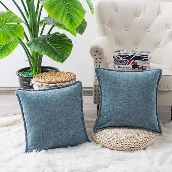 2 Throw Pillow Cases Pack of 2 Cotton Thread Stitching Edges