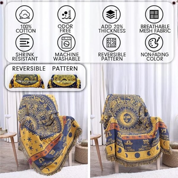 Boho Woven Throw Blanket Reversible Cotton Bohemian