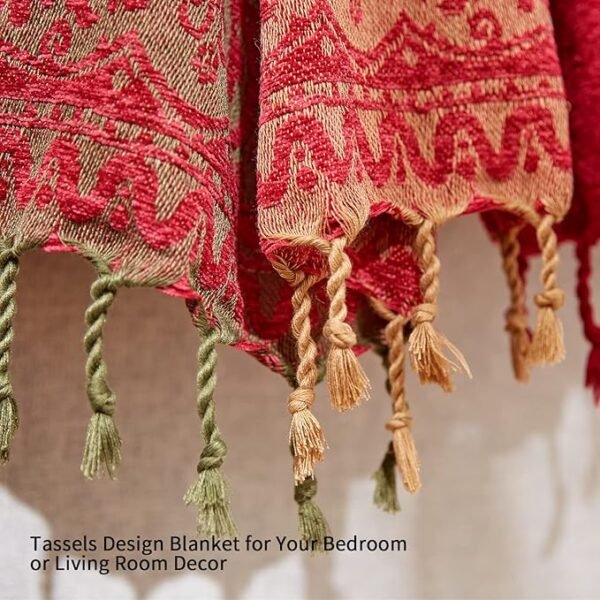2 Bohemian Throw Blankets Chenille Jacquard Tassels Soft Chair Cover