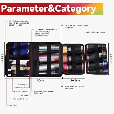 2 101 Pieces Advanced Drawing Set and Sketching Kit, with 3-Color Sketchbook