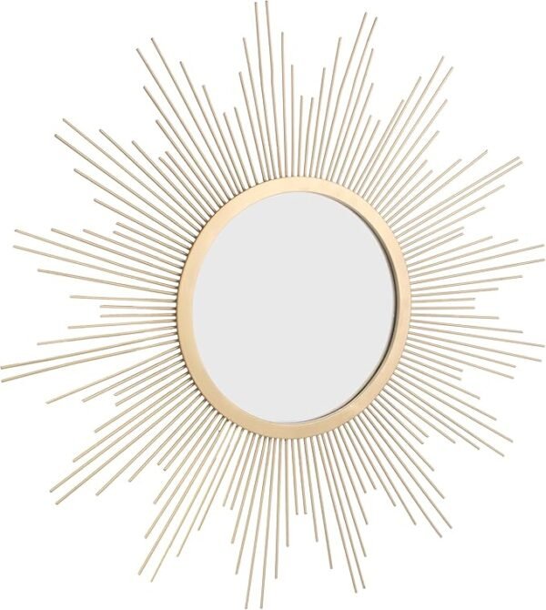 2 Round 23" Antique Gold Metal Starburst Hanging Wall Mirror