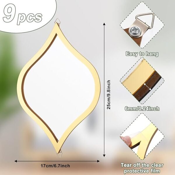 9Pcs Teardrop Mirror Wall Decor Acrylic Decorative Mirror