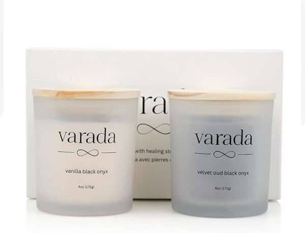 Candle Gift Set. 24K Gold Foil and Black Onyx -80 Hours of Clean Burn