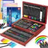 Art Supplies, 150-Pack Deluxe Wooden Art Set Crafts Drawing Painting Kit with 1 Coloring Book
