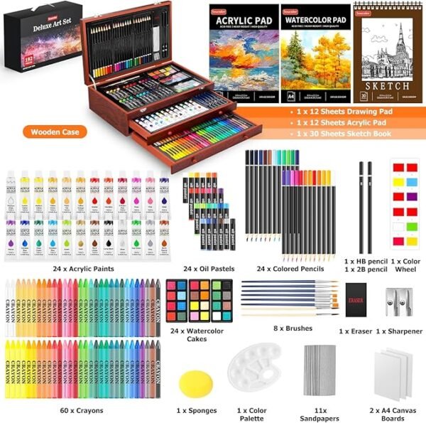 Art Supplies, 192-Pack Deluxe Art Set Drawing Painting Supplies
