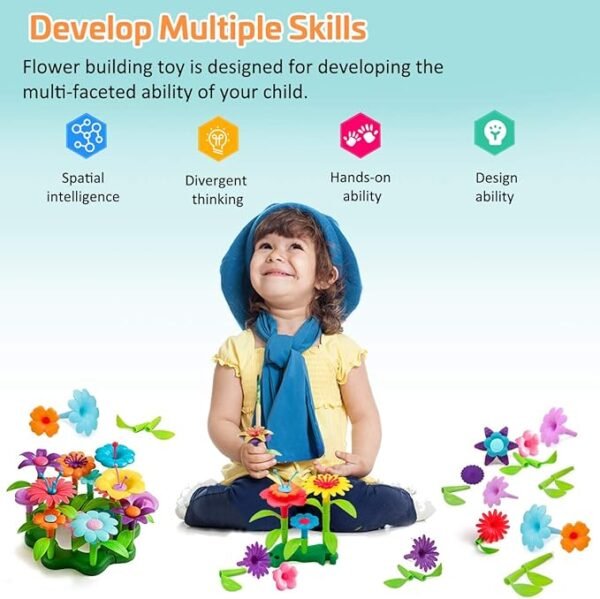 Gifts for 3-6 Year Old Girls Flower Garden Building Set 98 PCS Arts