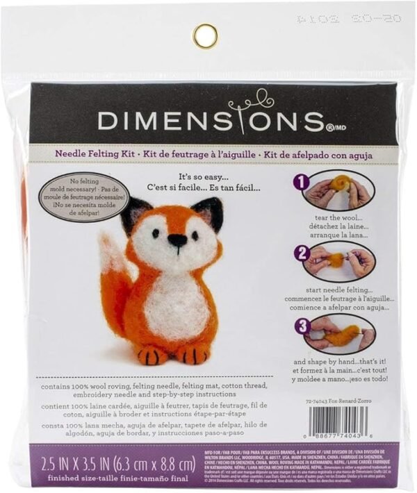 Fox Felt Animals Needle Felting Kit, 3'' x 2.5''