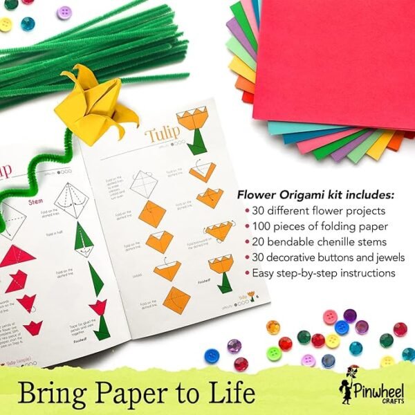 Girls Multi Color Foldable Paper Sheets For Flowers With Decorative Charms & Accessories