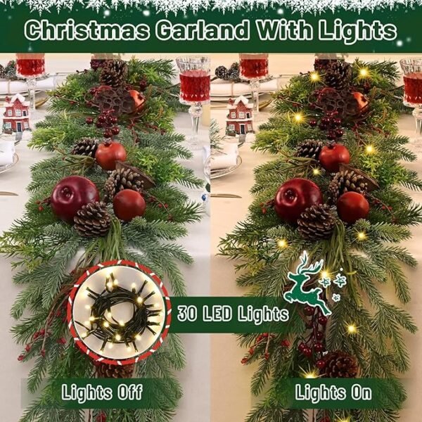 2 Christmas Garland - 5.9ft Christmas Garland for Mantle