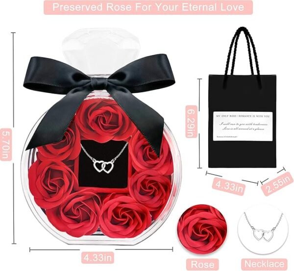 2 Rose Box with Necklace Artificial Preserved Flower Valentines