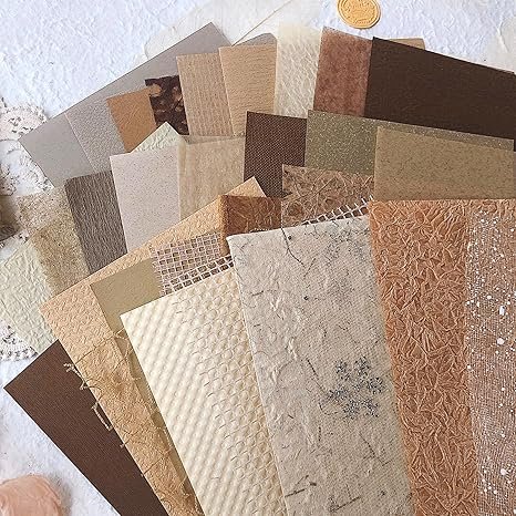 Aromoty 30 sheets Textured Scrapbook Paper&Mesh Fabric 5.8x8.2 Inches