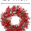 VGIA 20 Inch Christmas Wreath for Front Door Snowy Winter Wreath