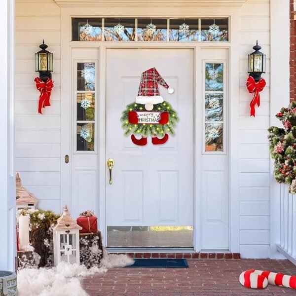 Sggvecsy Lights Santa Gnome Hanging Sign