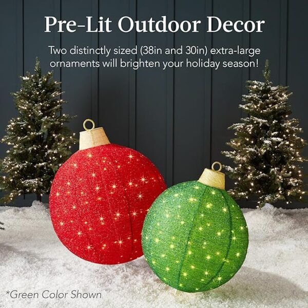 Best Choice Products 2pc Lighted Pop-Up Christmas Ornament Set 180 LED Lights