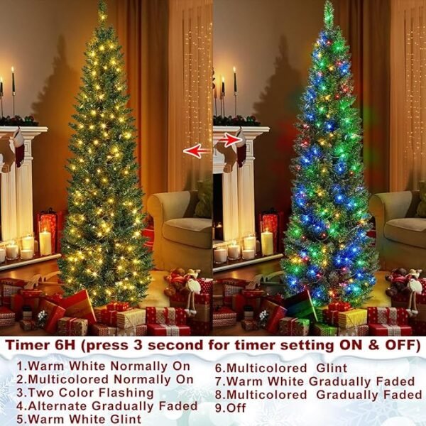 TURNMEON 6 Ft Prelit Pencil Tree Fraser
