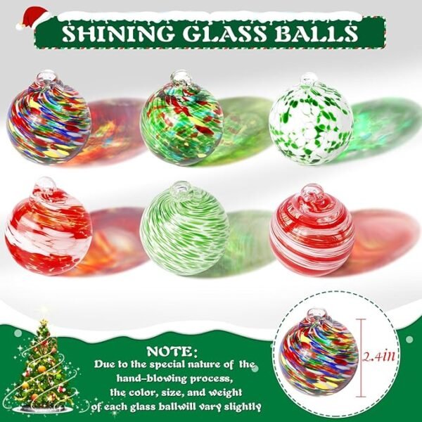RGJ 6 PCS Hand Blown Glass Ornaments Balls