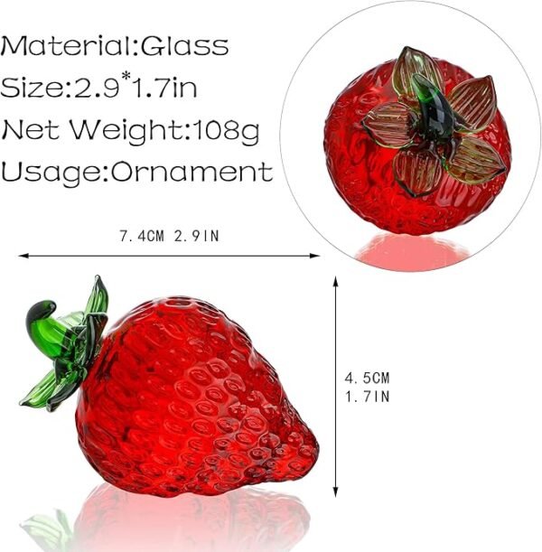 KRISININE Glass Red Strawberry Figurine Crystal Fruit Collectibles Art Glass