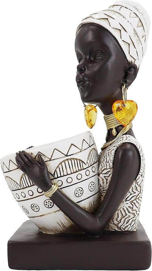Lescafita African Statues for Home Decor, Sculptures Decorations for Living Room, 10.5
