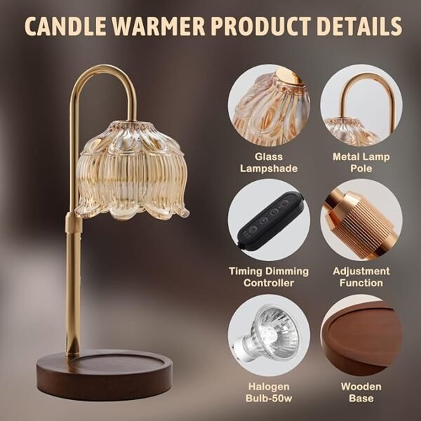 2 Fragrance Candle Warmer Lamp,Electric Candle Warmer with Timer