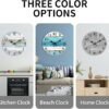 CHYLIN Beach Themed Blue Wall Clocks Battery Operated Silent Non-Ticking